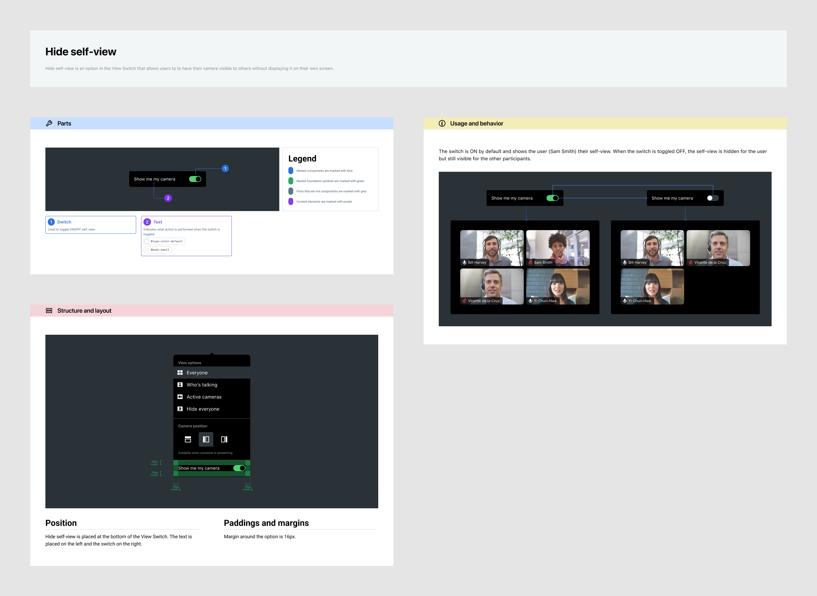 Hide Self-View specifications